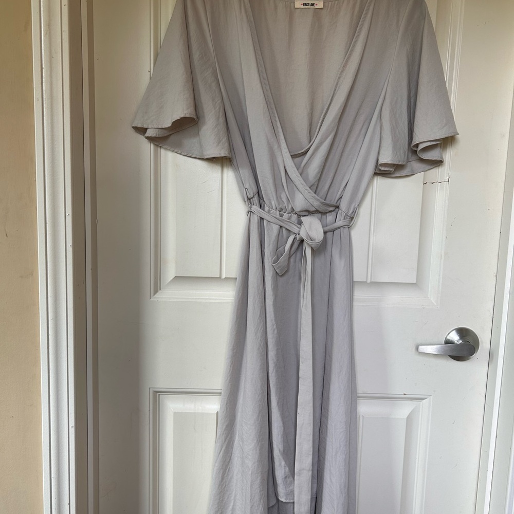 ❌❌SALE First Love Gray High Low Wrap Sundress